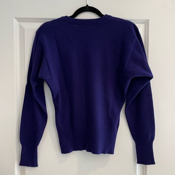 EUC Vintage Gloria Sachs 100% Cashmere Sweater Royal Purple Sz. S - Picture 4 of 5